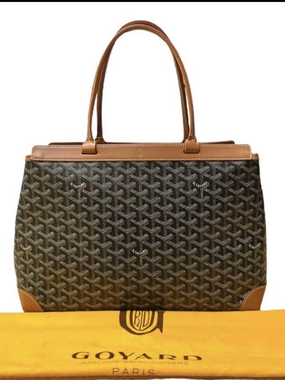 Goyard Black Chevron Printed Coated Canvas Bellechasse PM Tote Bag - Picture 12 of 13